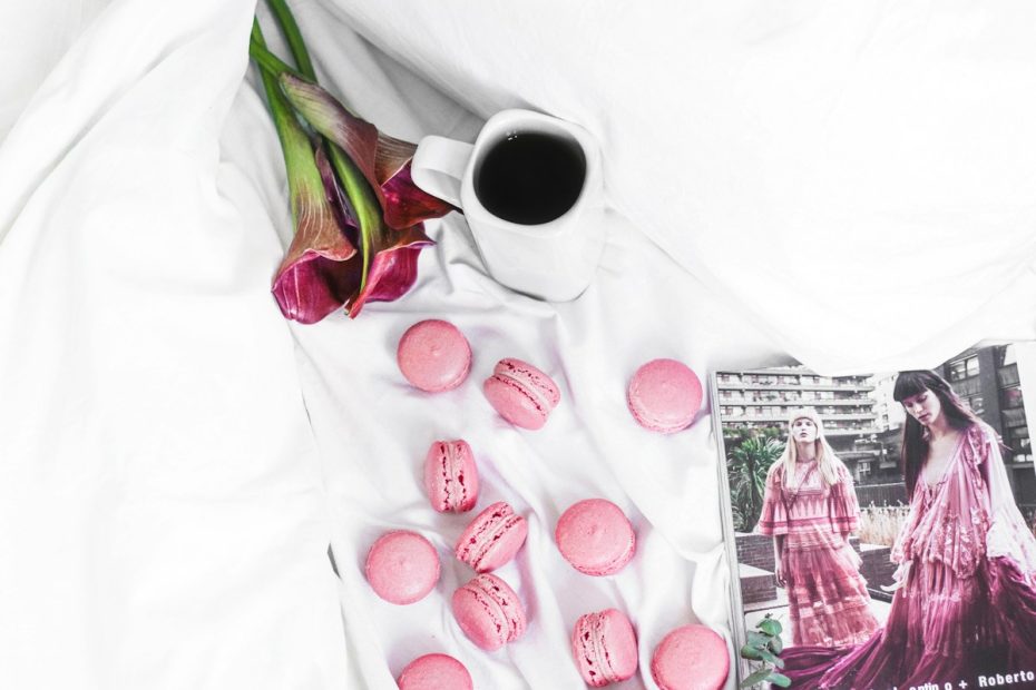 pink munchkins on white comforter